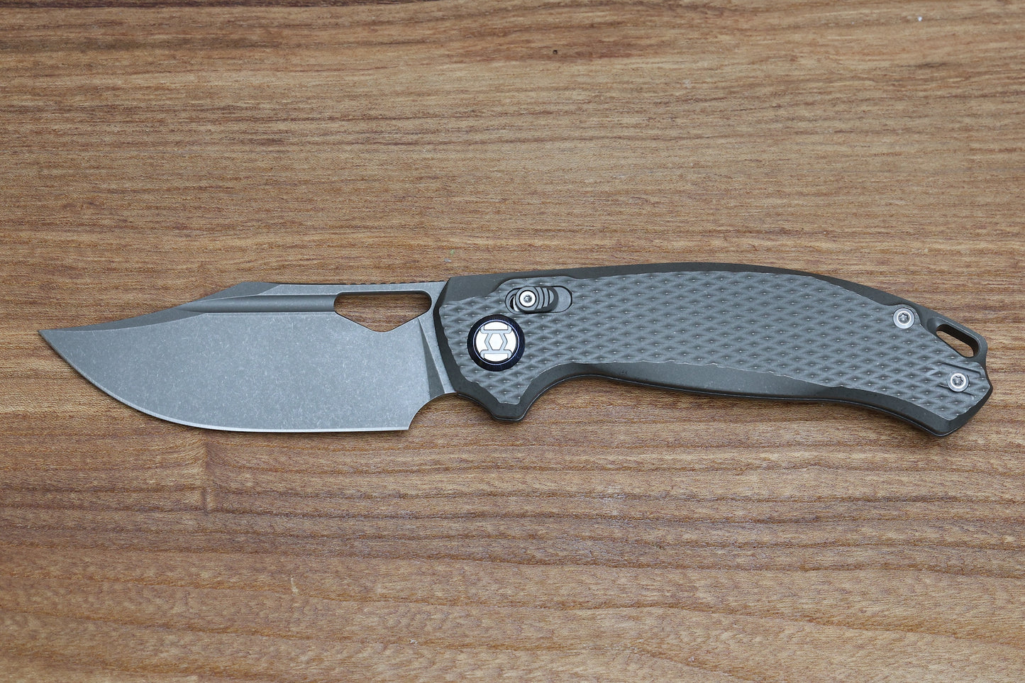 KUNWU KNIVES DJANGO XL STONEWASH DIAMOND TI HANDLES & STONEWASH ELMAX