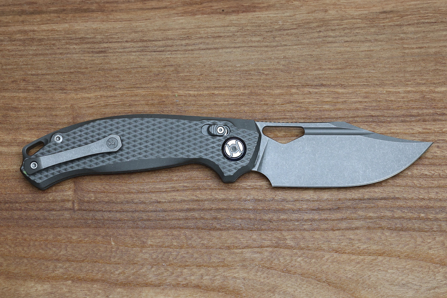 KUNWU KNIVES DJANGO XL STONEWASH DIAMOND TI HANDLES & STONEWASH ELMAX