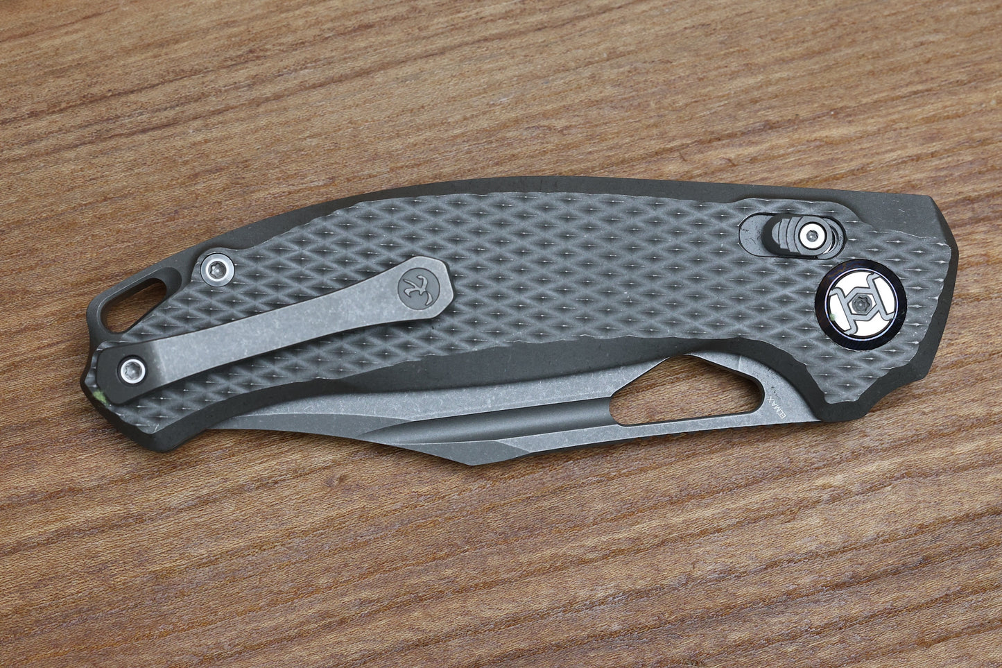KUNWU KNIVES DJANGO XL STONEWASH DIAMOND TI HANDLES & STONEWASH ELMAX