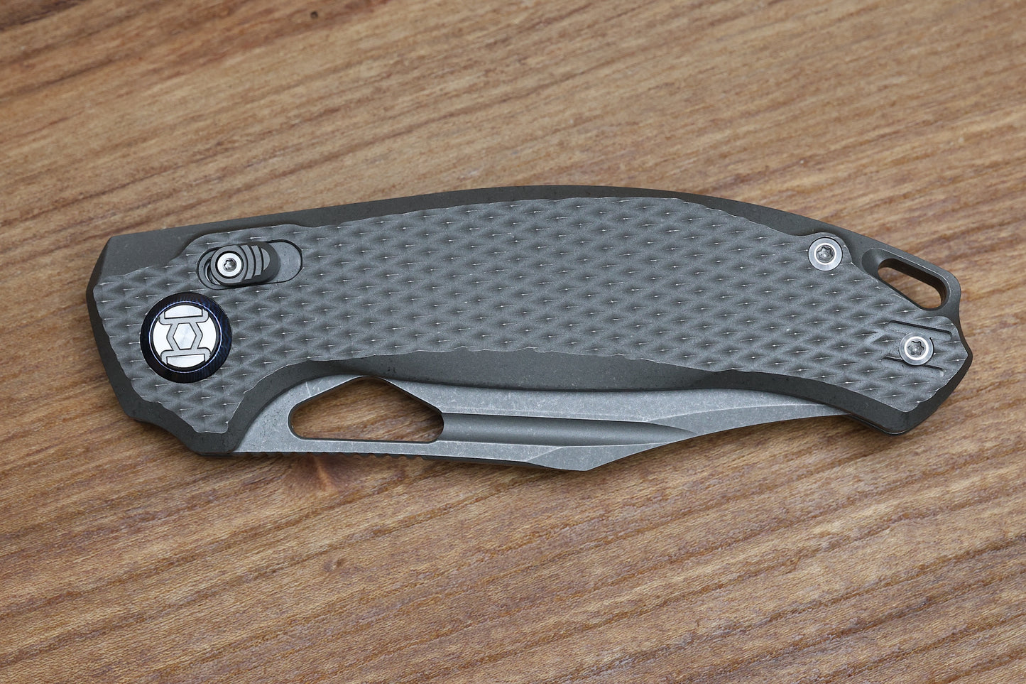 KUNWU KNIVES DJANGO XL STONEWASH DIAMOND TI HANDLES & STONEWASH ELMAX