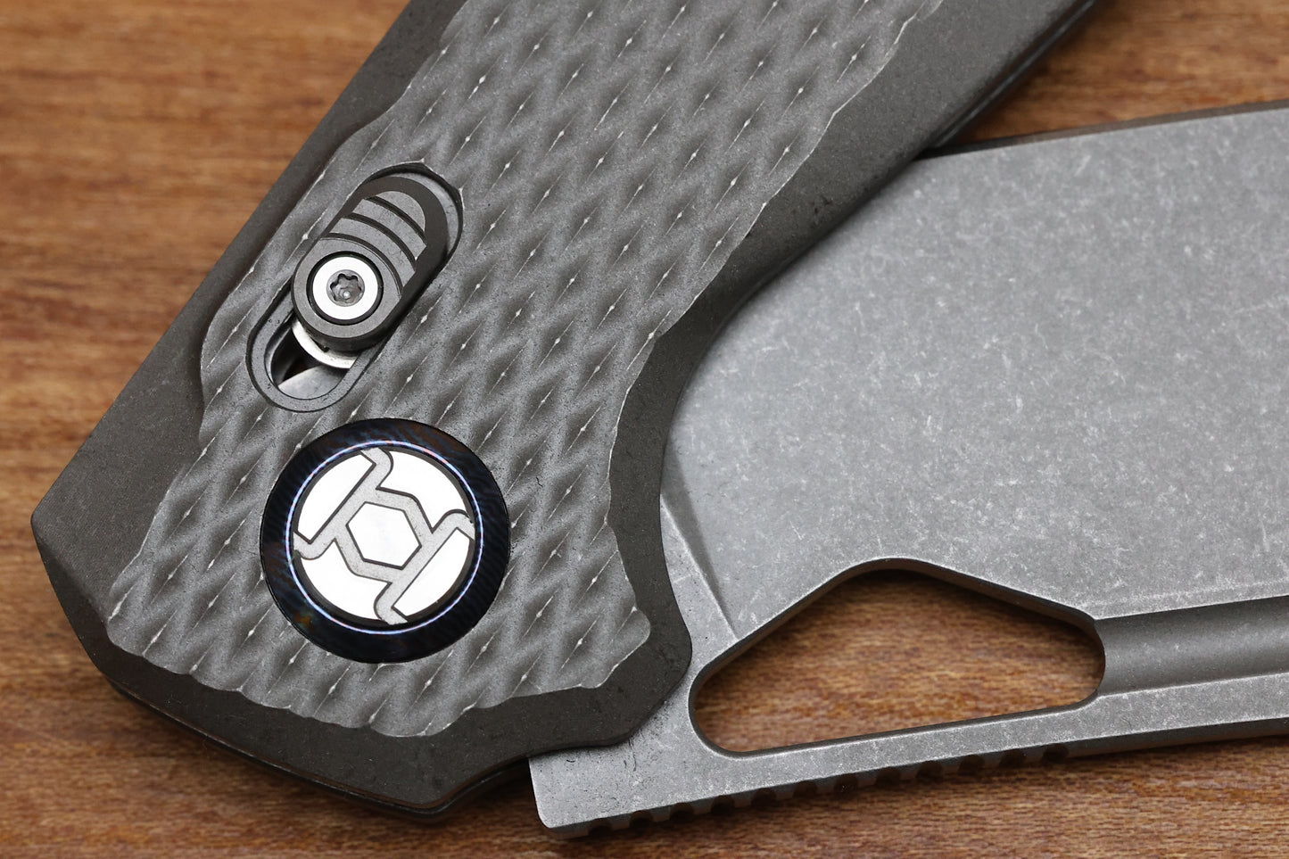 KUNWU KNIVES DJANGO XL STONEWASH DIAMOND TI HANDLES & STONEWASH ELMAX