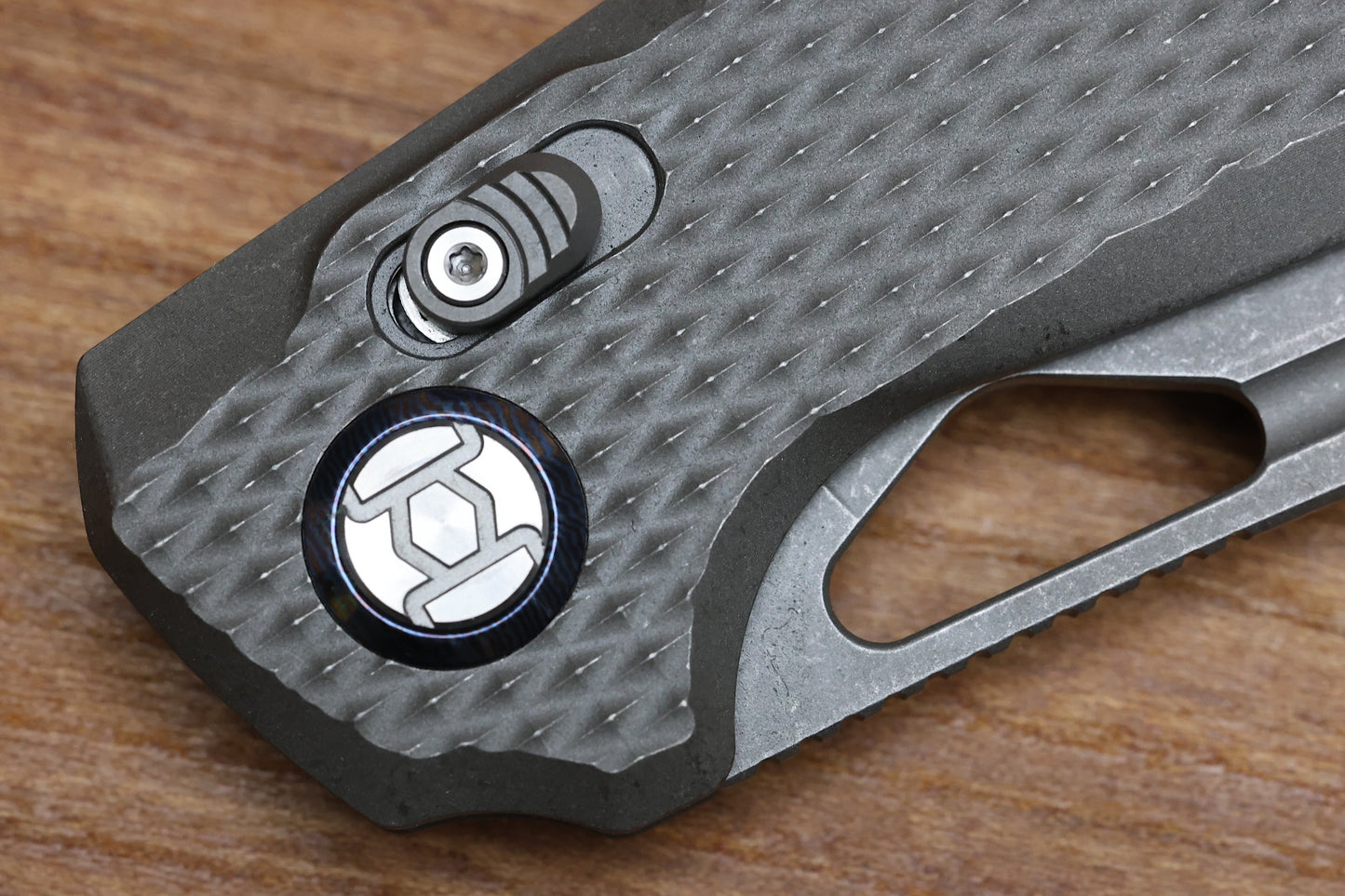 KUNWU KNIVES DJANGO XL STONEWASH DIAMOND TI HANDLES & STONEWASH ELMAX