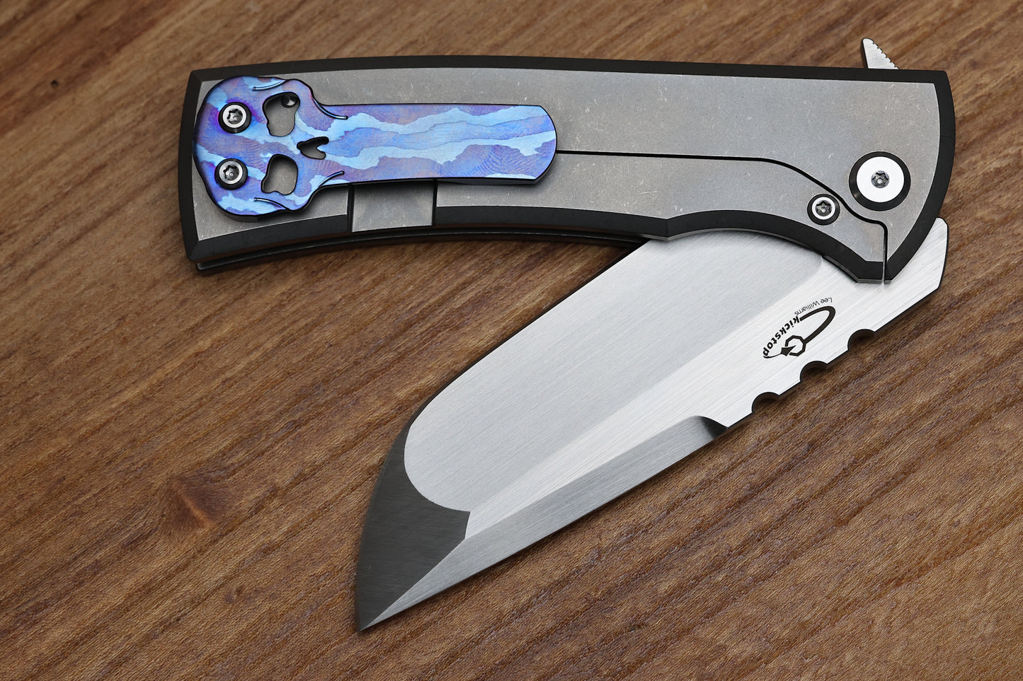 CHAVES ULTRAMAR REDENCION 229 KICKSTOP – DROP POINT M390 BLADE – TITANIUM HANDLE MOKUTI ACCENTS