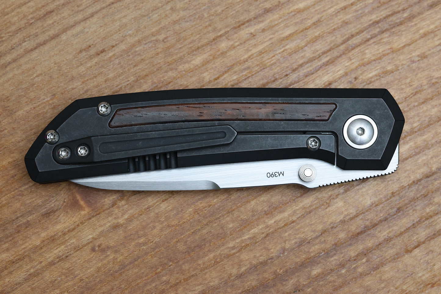 PENA X SERIES MULA PVD & WOOD HAND SATIN M390 BLADE