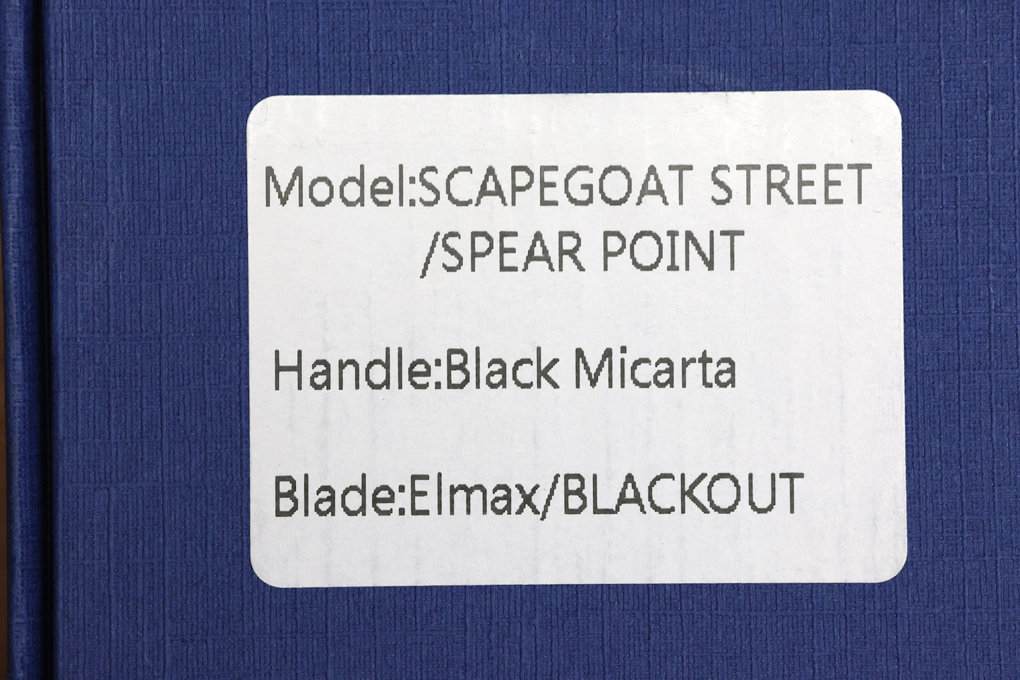 CHAVES KNIVES SCAPEGOAT STREET W/ BLACK MICARTA & BLACK SPEAR POINT ELMAX - BLUE LABEL