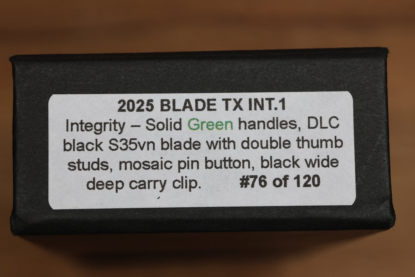 PRO-TECH TR-3 INTEGRITY MANUAL GREEN ALUMINUM HANDLES W/ DLC S35 2025 BLADE TX INT.1