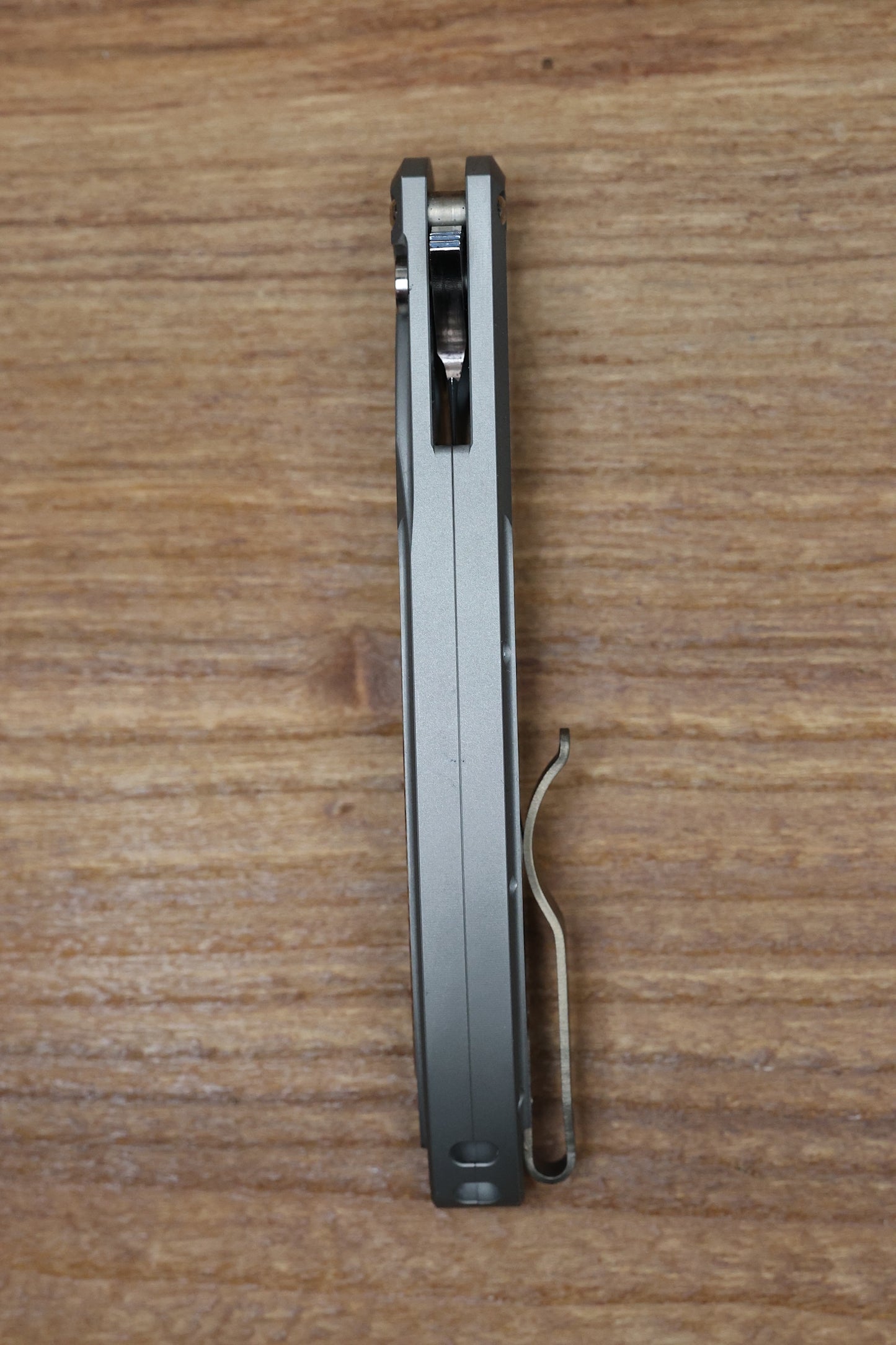 PRO-TECH CAMBRIA CUSTOM MANUAL 17-4 STEEL HANDLES W/ MAPLE BURL INLAY & COMPOUND POLISHED 154CM CUSTOM 001