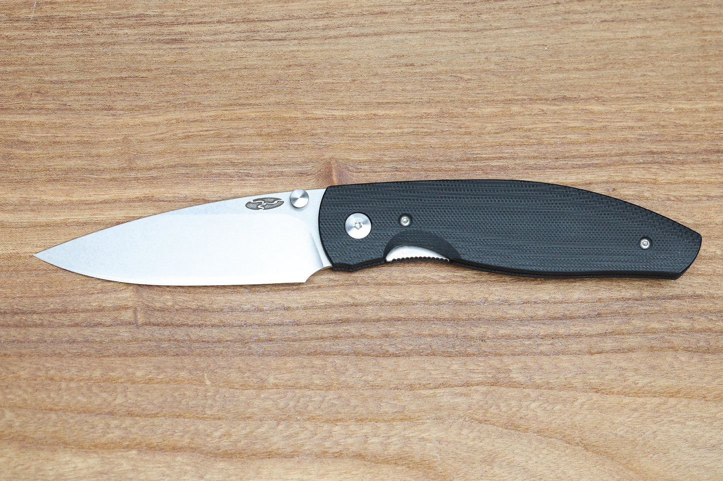 THREE RIVERS MANUFACTURING ATOM FOLDING KNIFE JET BLACK G10 3.5" DROP POINT STONEWASH
