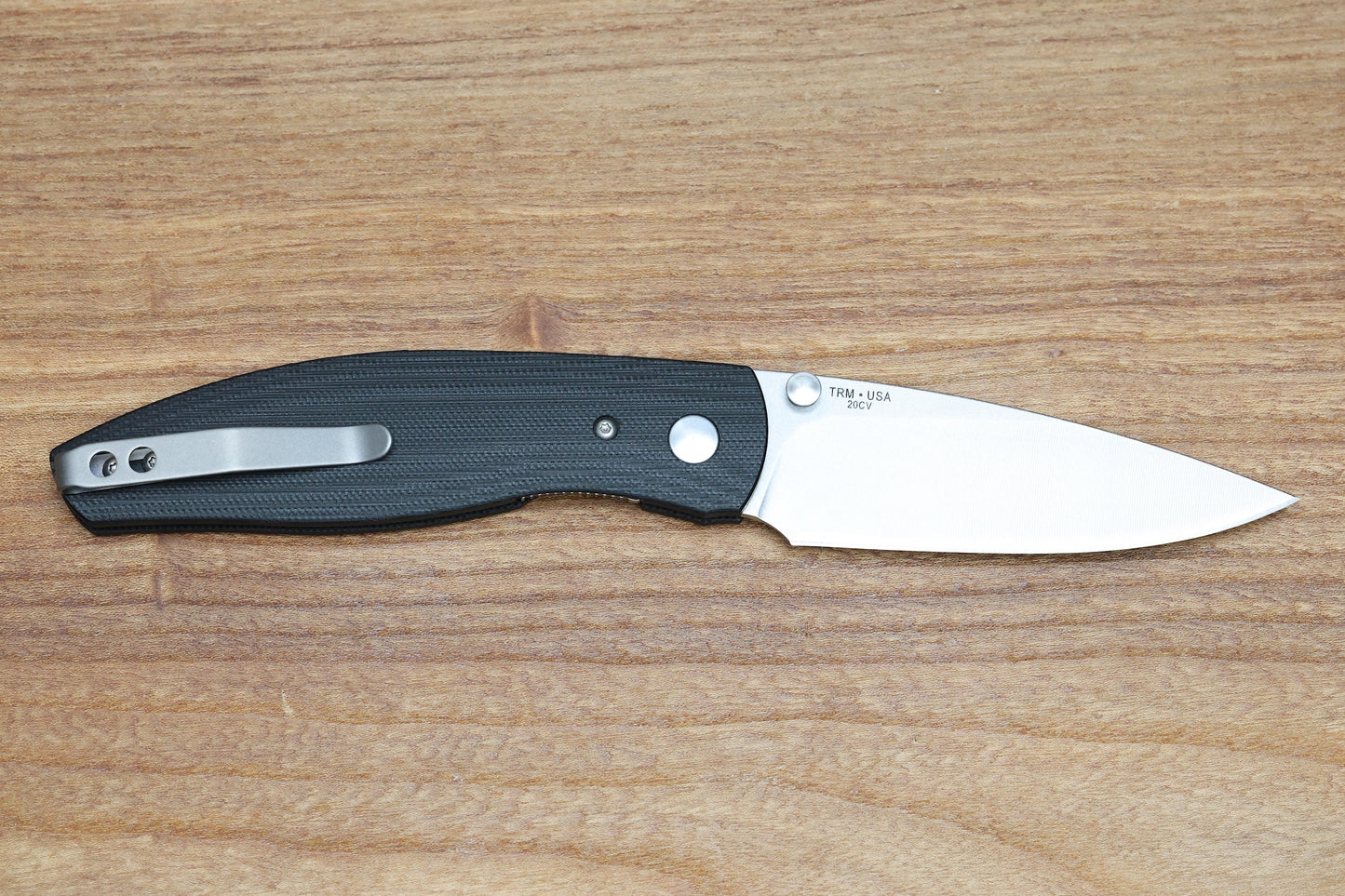 THREE RIVERS MANUFACTURING ATOM FOLDING KNIFE JET BLACK G10 3.5" DROP POINT STONEWASH