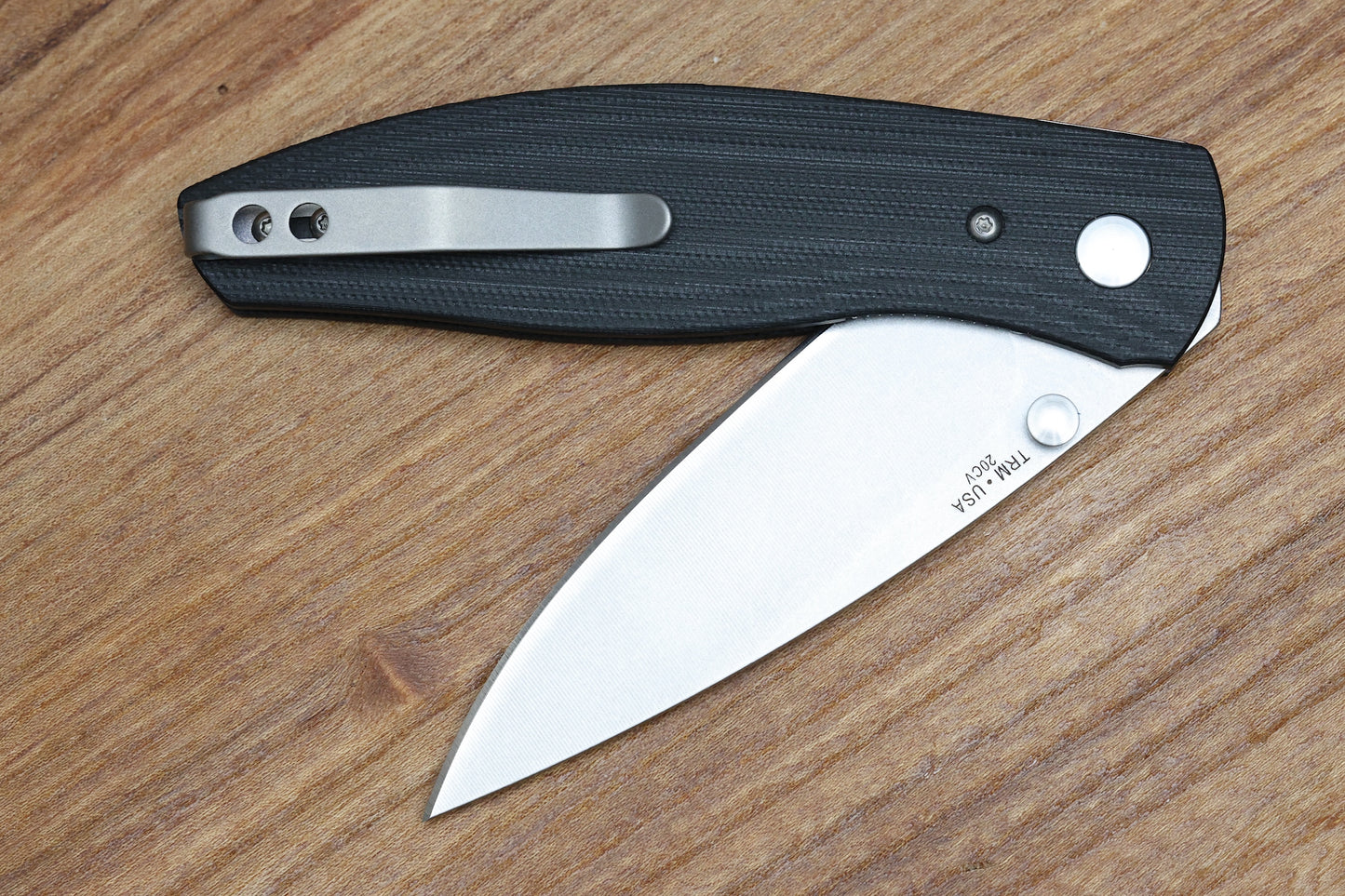 THREE RIVERS MANUFACTURING ATOM FOLDING KNIFE JET BLACK G10 3.5" DROP POINT STONEWASH