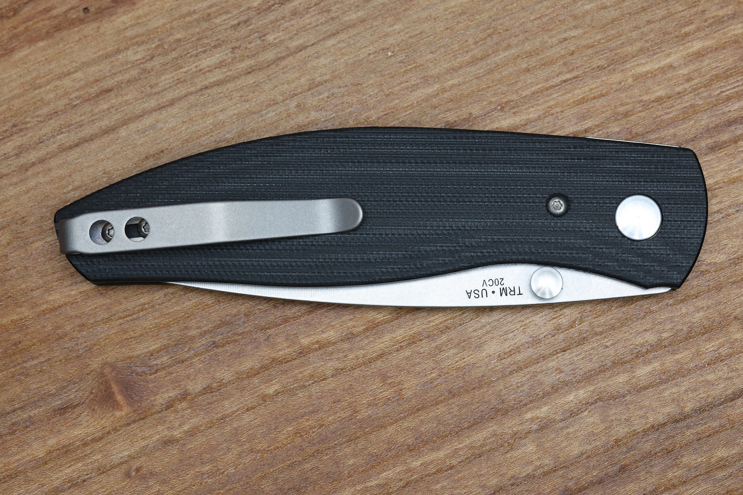 THREE RIVERS MANUFACTURING ATOM FOLDING KNIFE JET BLACK G10 3.5" DROP POINT STONEWASH