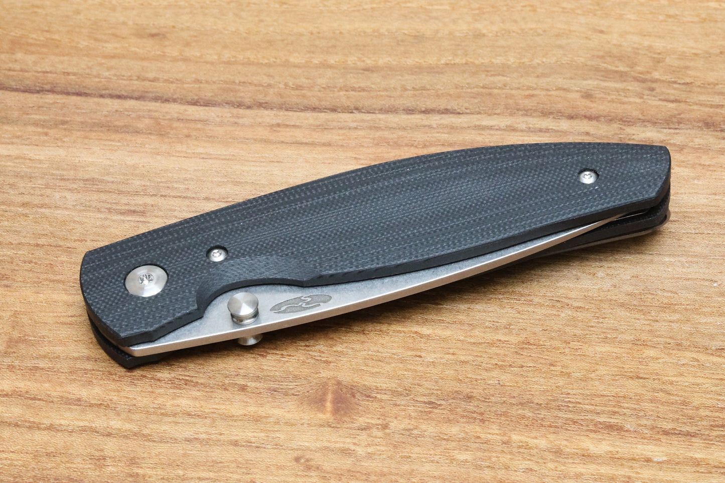 THREE RIVERS MANUFACTURING ATOM FOLDING KNIFE JET BLACK G10 3.5" DROP POINT STONEWASH