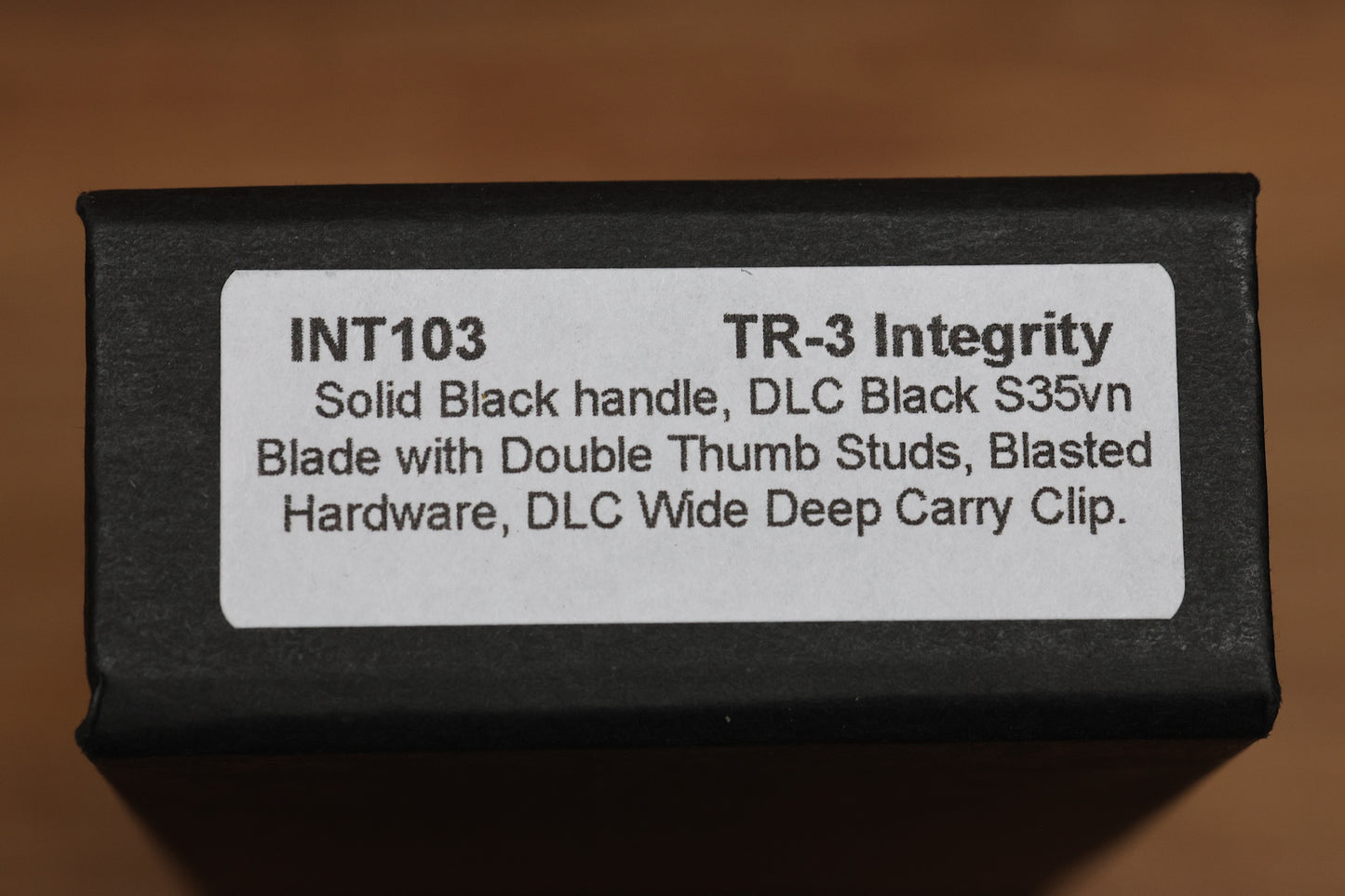 PRO-TECH TR-3 INTEGRITY - INT103 - BLACK ALUMINUM HANDLE - DLC BLACK S35VN BLADE