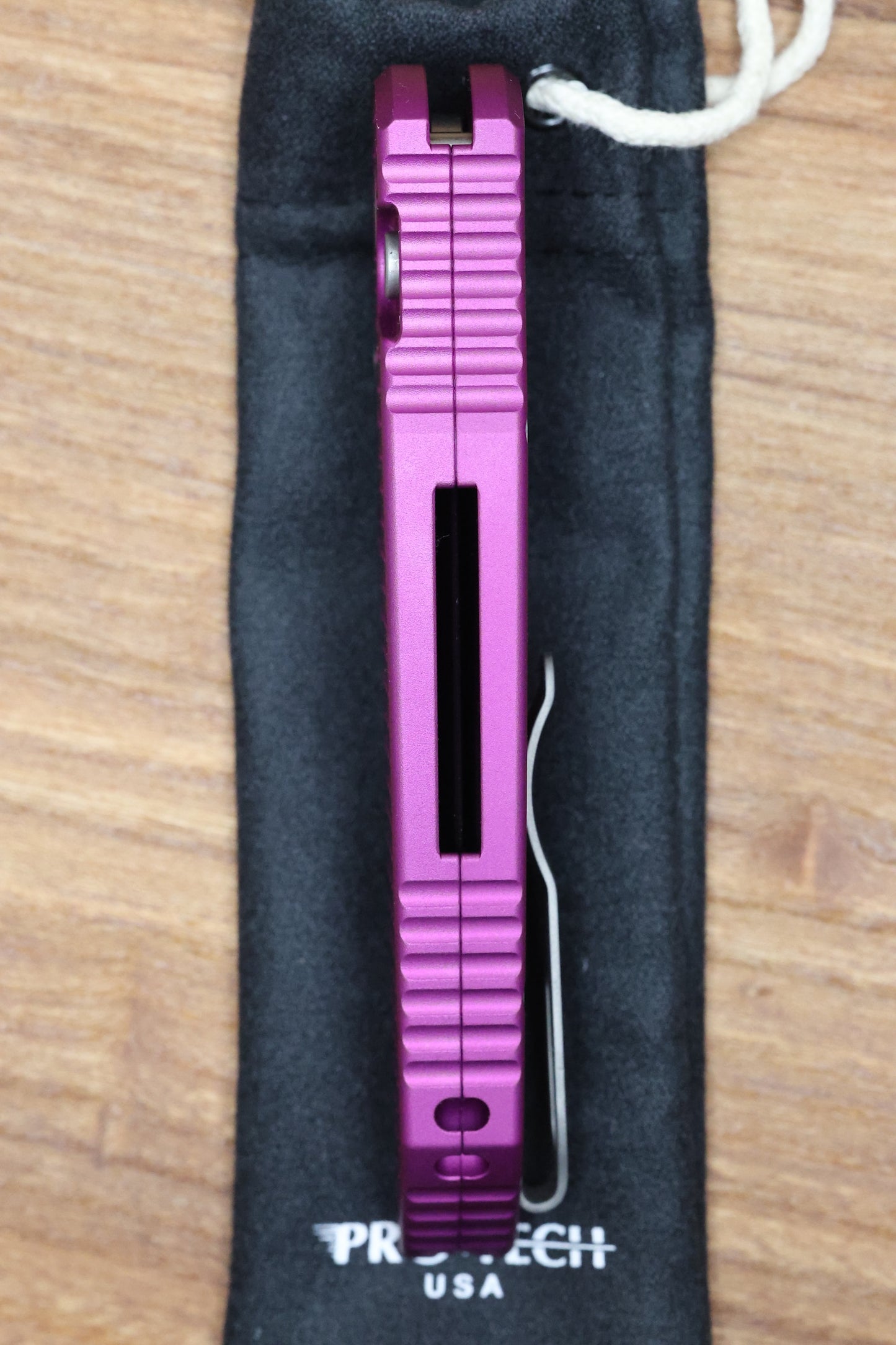 PRO-TECH TR-3 INTEGRITY - INT105-PURPLE - PURPLE "RELIC" TEXTURED ALUMINUM HANDLE - STONEWASH S35VN BLADE