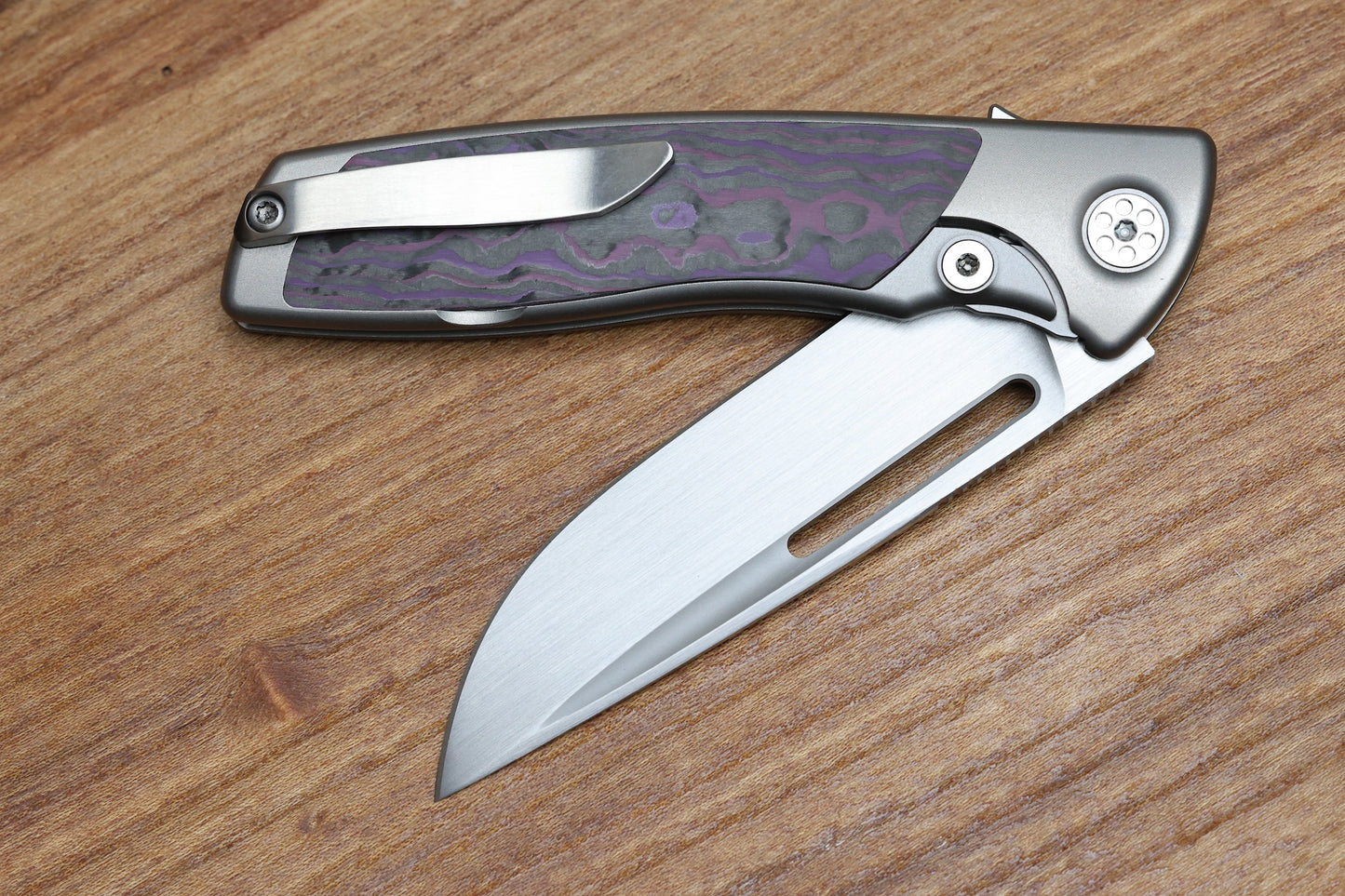 SHARPBYDESIGN MINI EVO-TYPHOON - PURPLE HAZE CARBON- DROP POINT M390