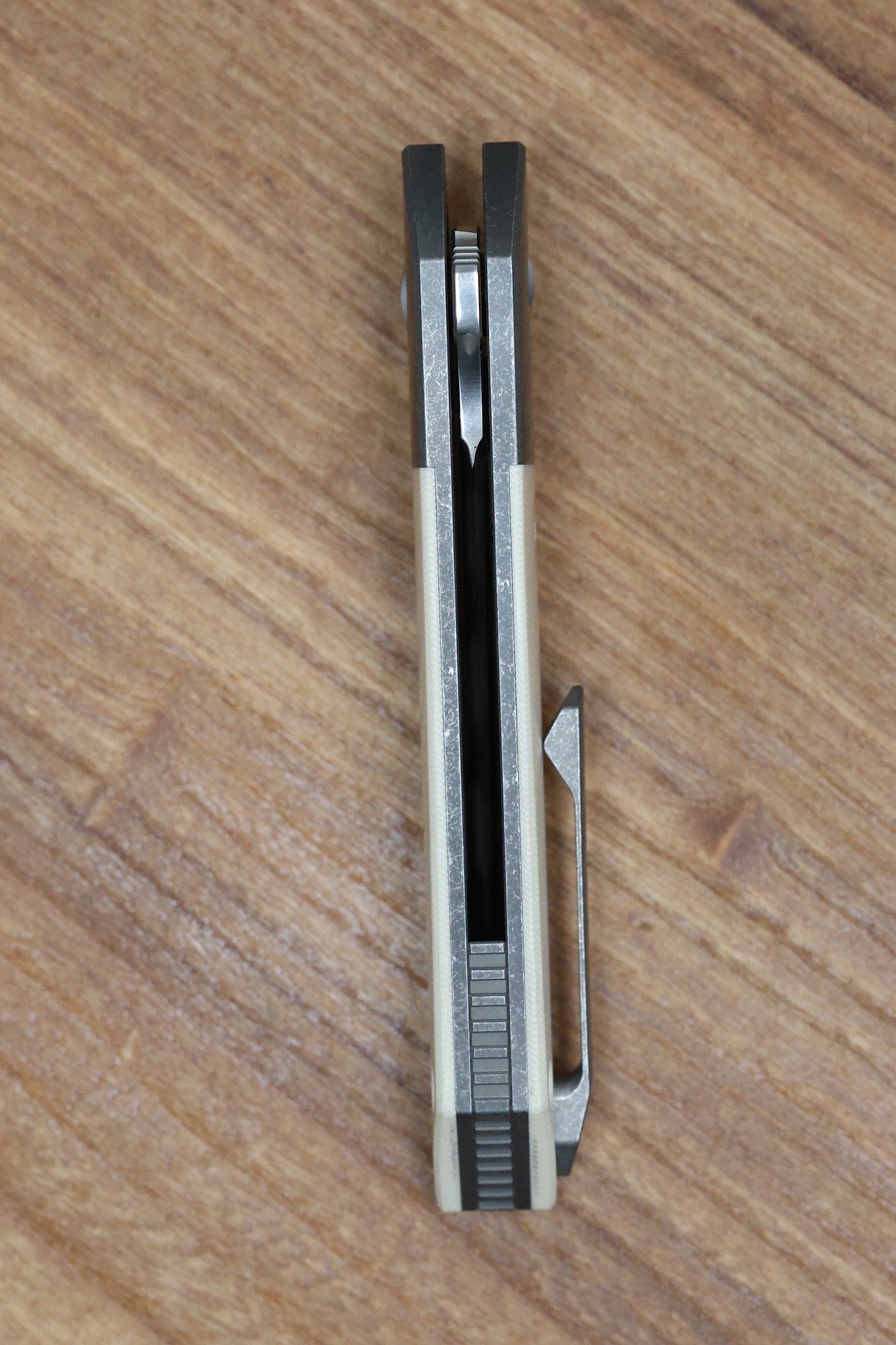 MECHFORCE PETER CAREY COLLAB ROADSTER W/ IVORY-G10 INLAID TITANIUM HANDLE & M390