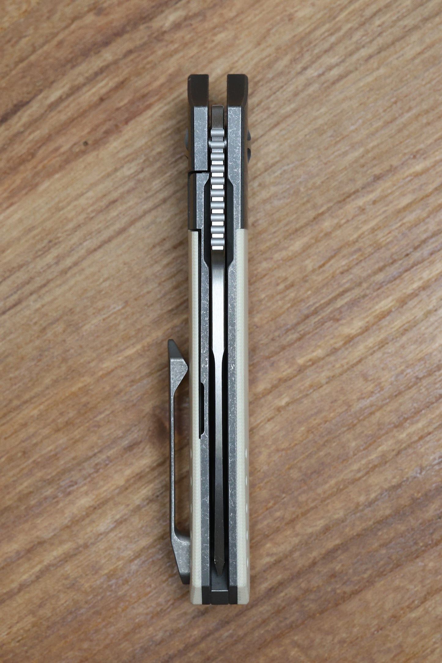 MECHFORCE PETER CAREY COLLAB ROADSTER W/ IVORY-G10 INLAID TITANIUM HANDLE & M390