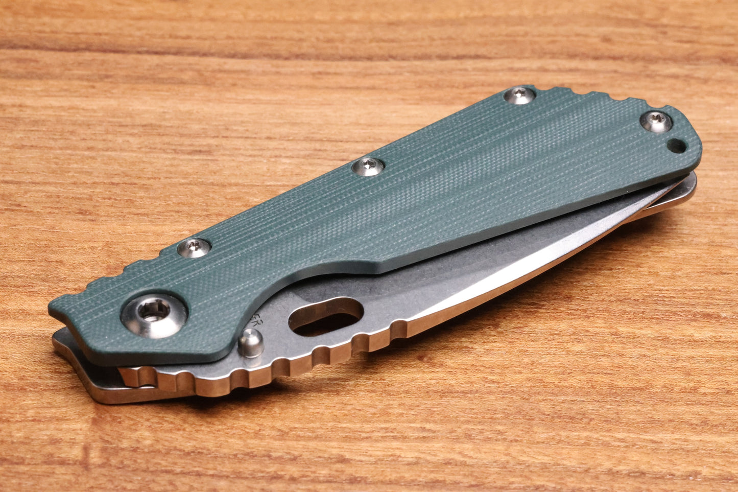 STRIDER KNIVES SMF - GREEN G10/TITANIUM HANDLE - DROP POINT 20CV BLADE