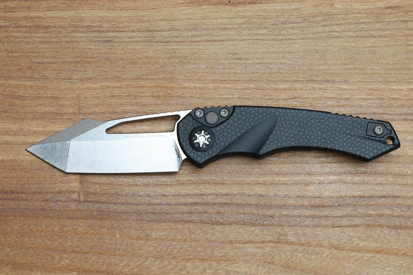 HERETIC KNIVES MINI PARIAH MANUAL BUTTON LOCK FOLDING KNIFE 3.3" MAGNACUT STONEWASH TANTO H053-2A