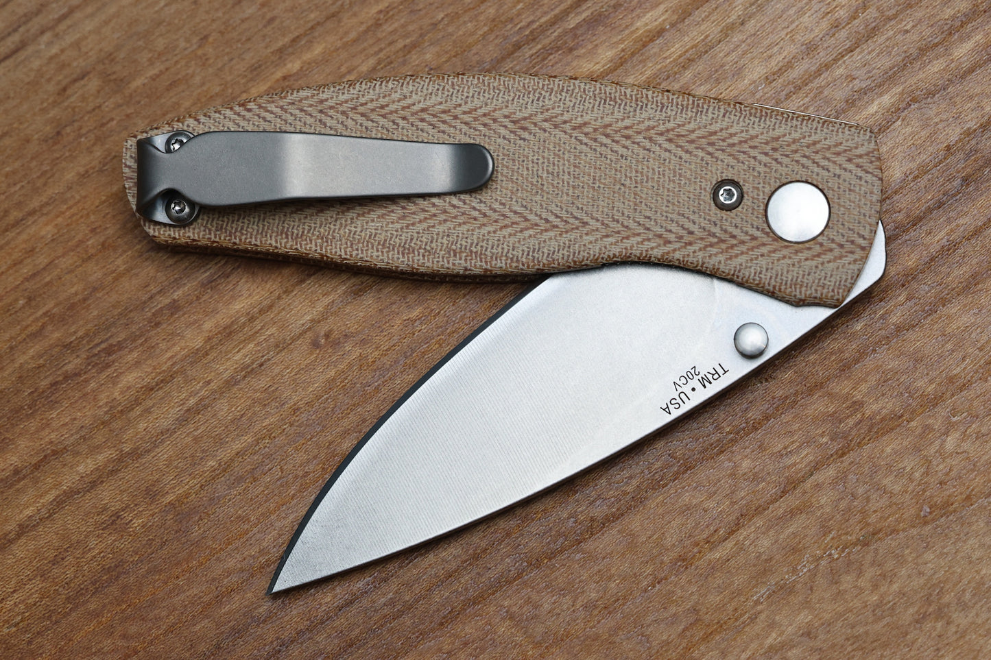 THREE RIVERS MANUFACTURING NEUTRON 2 CONTOURED OD NATURAL MICARTA 3" 20CV STONEWASH