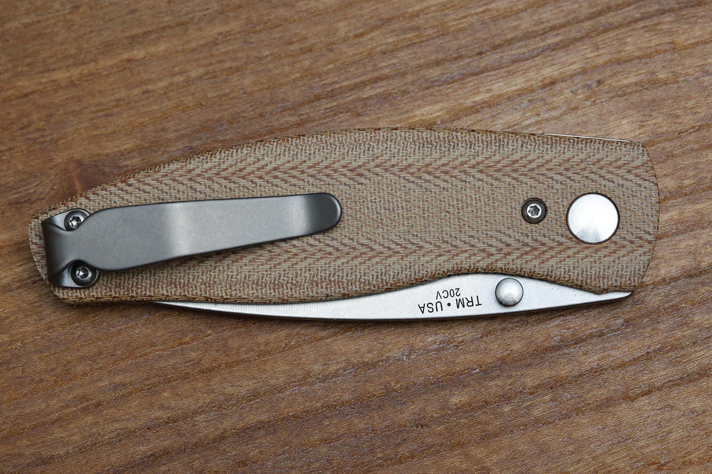 THREE RIVERS MANUFACTURING NEUTRON 2 CONTOURED OD NATURAL MICARTA 3" 20CV STONEWASH
