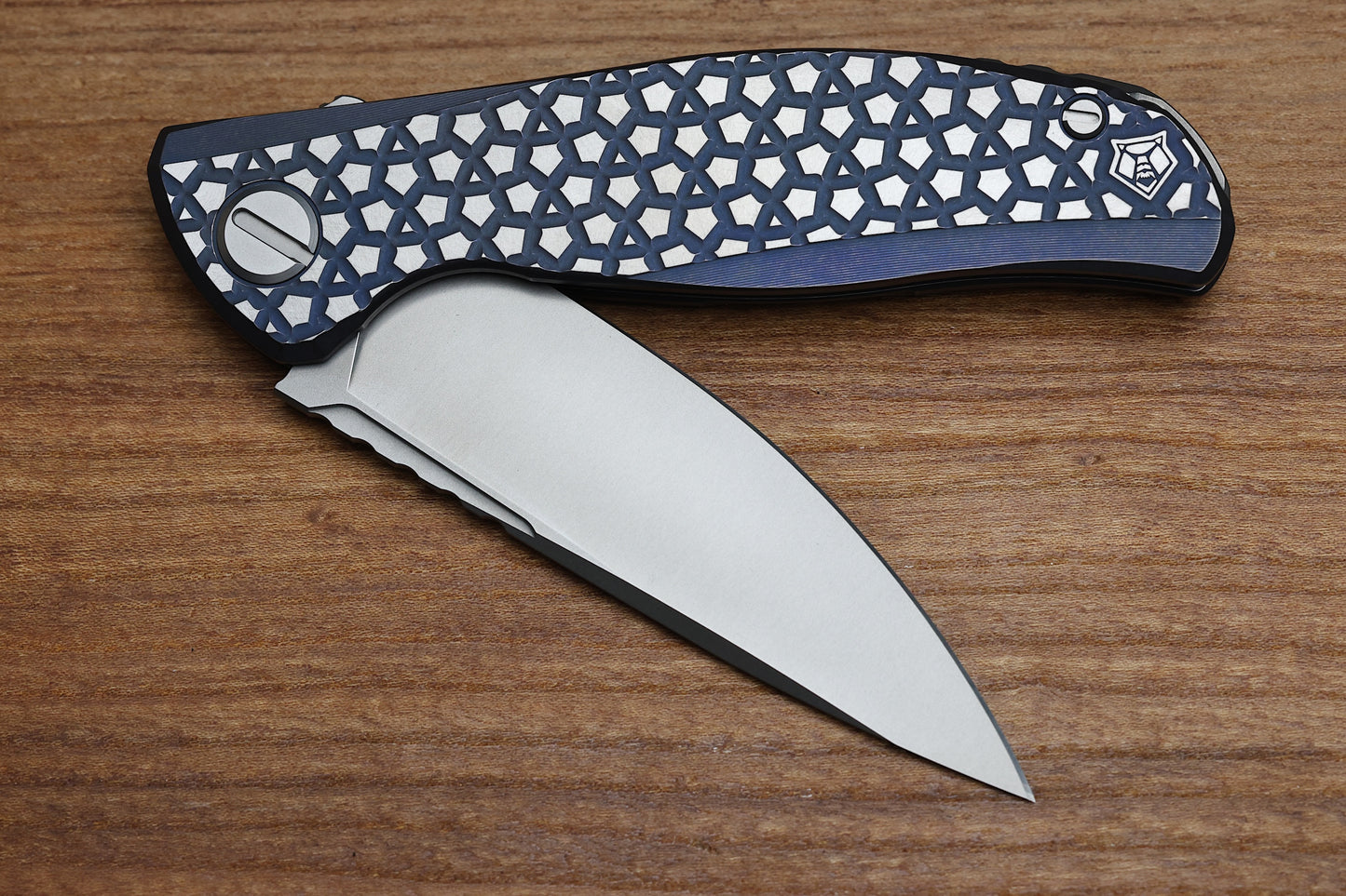 SHIROGOROV F95 BEAR PATTERN - PURPLE TITANIUM HANDLE - M390 BLADE - MRBS