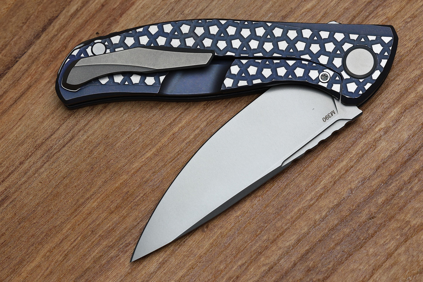 SHIROGOROV F95 BEAR PATTERN - PURPLE TITANIUM HANDLE - M390 BLADE - MRBS