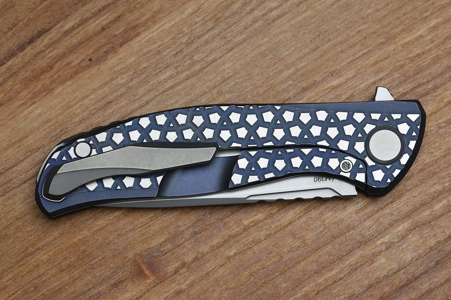 SHIROGOROV F95 BEAR PATTERN - PURPLE TITANIUM HANDLE - M390 BLADE - MRBS