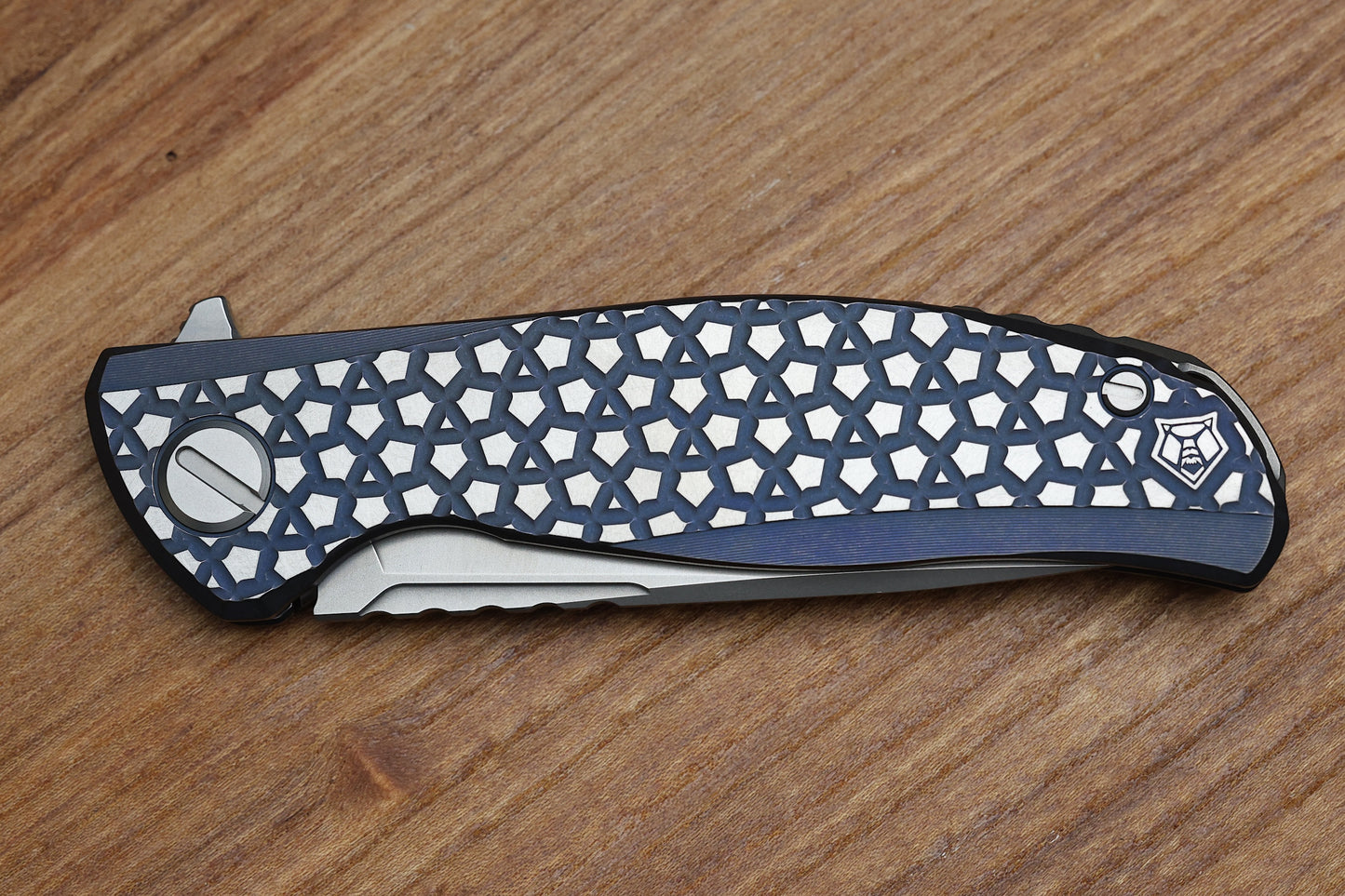 SHIROGOROV F95 BEAR PATTERN - PURPLE TITANIUM HANDLE - M390 BLADE - MRBS