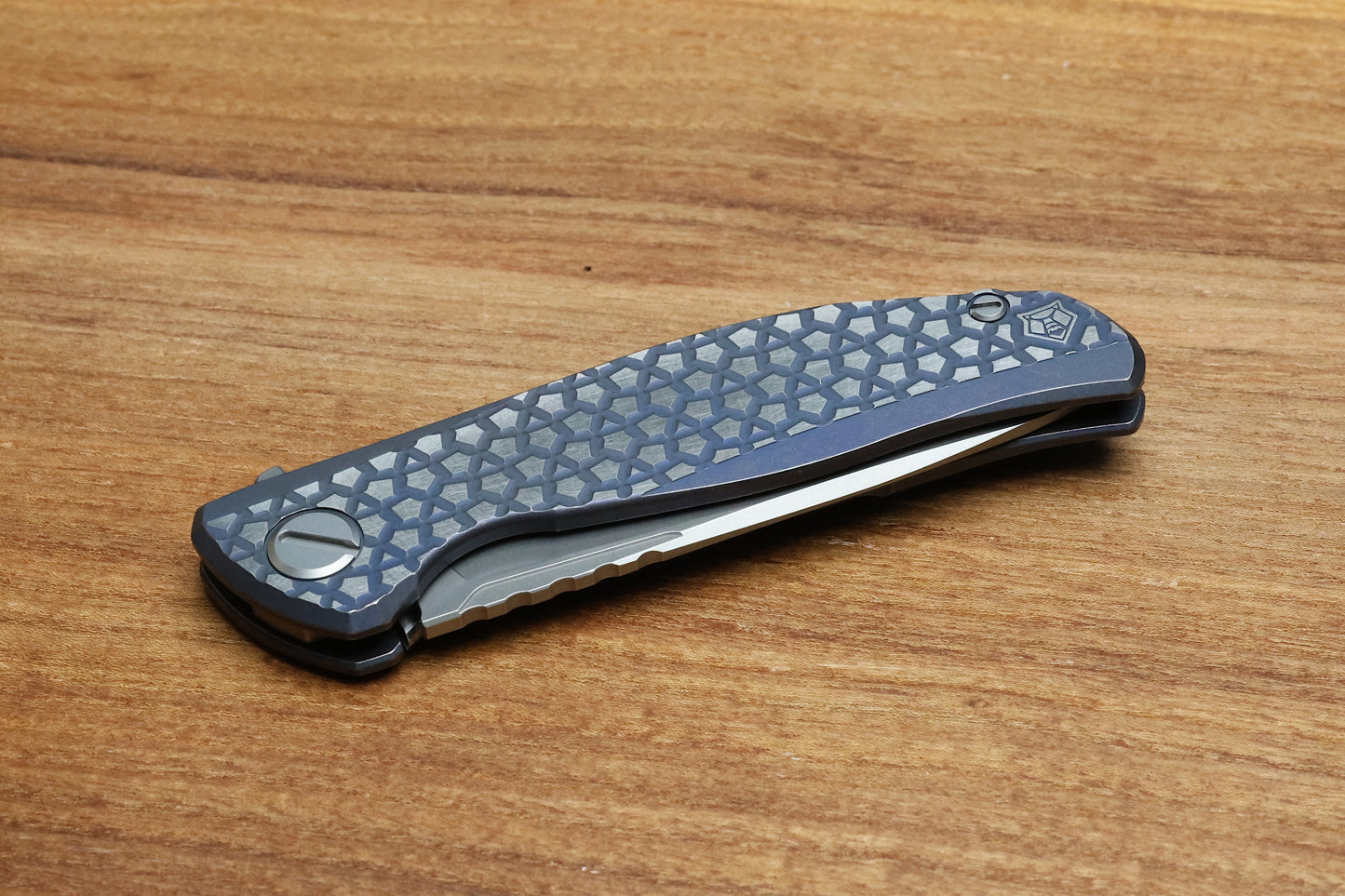 SHIROGOROV F95 BEAR PATTERN - PURPLE TITANIUM HANDLE - M390 BLADE - MRBS