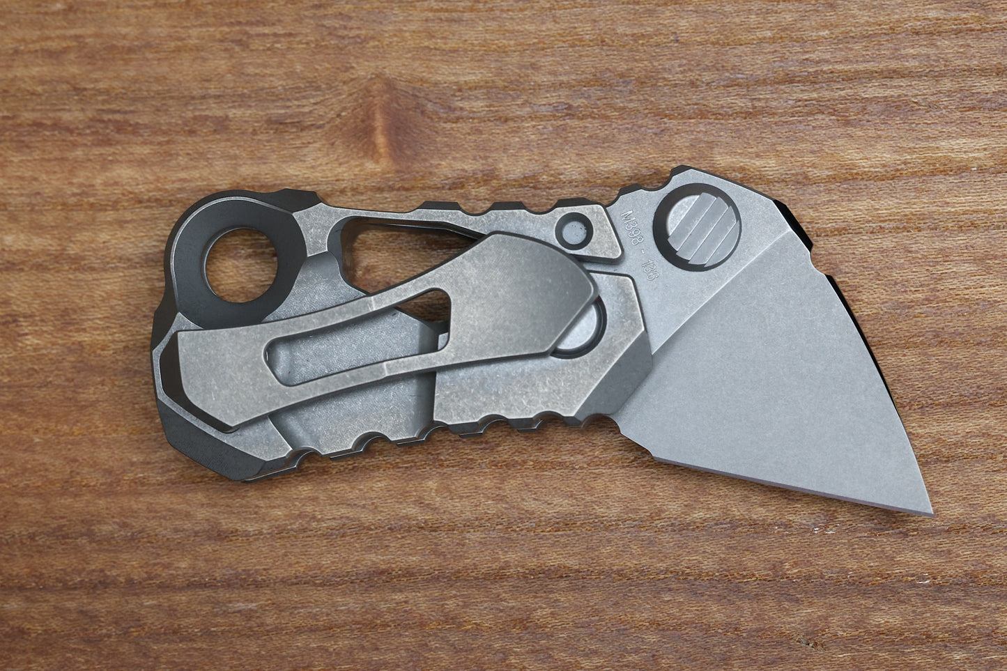 CUSTOM KNIFE FACTORY KEK STONEWASH SLIPJOINT W/ TITANIUM HANDLES & M398 NON-LOCKING