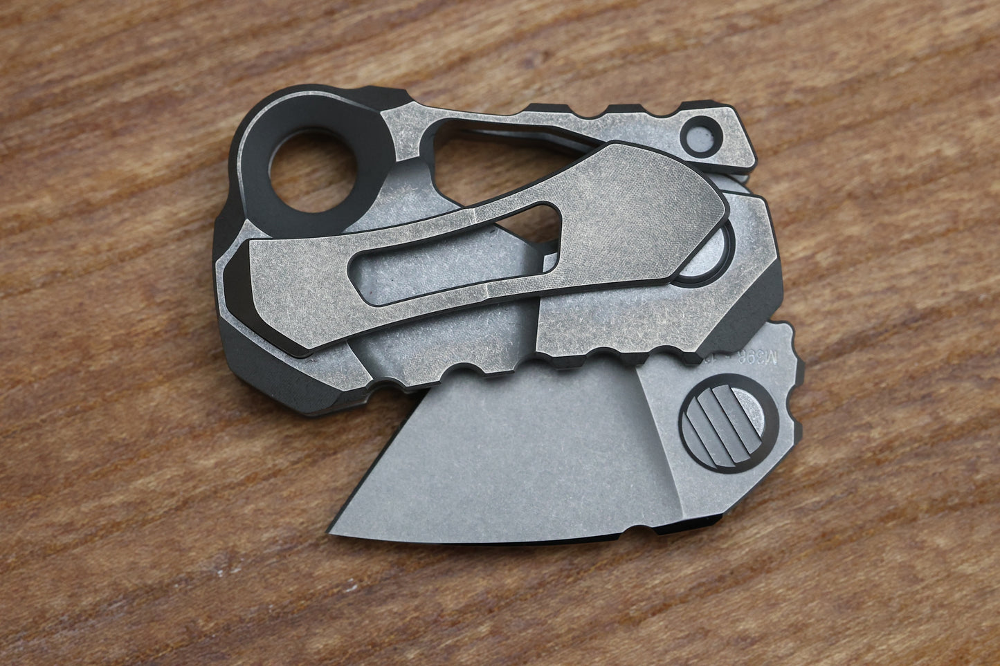CUSTOM KNIFE FACTORY KEK STONEWASH SLIPJOINT W/ TITANIUM HANDLES & M398 NON-LOCKING