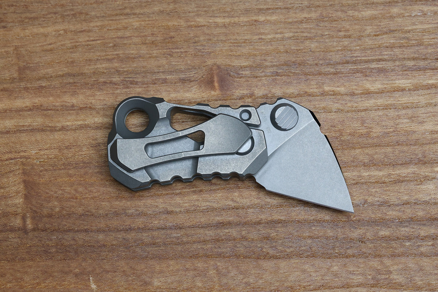 CUSTOM KNIFE FACTORY KEK STONEWASH SLIPJOINT W/ TITANIUM HANDLES & M398 NON-LOCKING