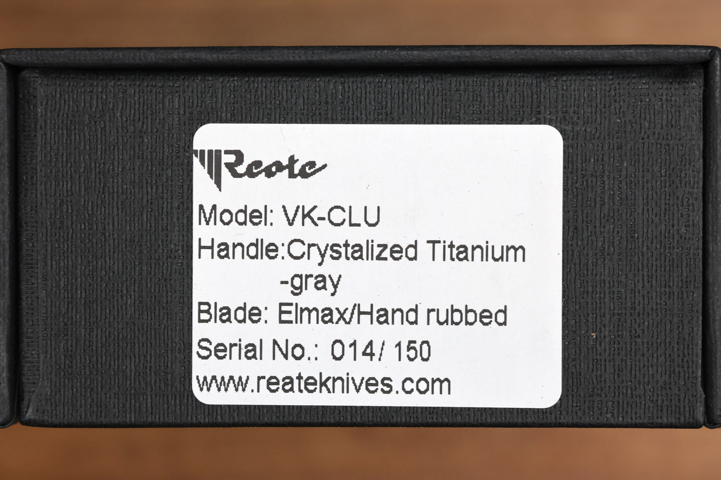 REATE KNIVES VULPEX VK-CLU CRYSTAL TITANIUM HANDLE WITH SATIN ELMAX BLADE