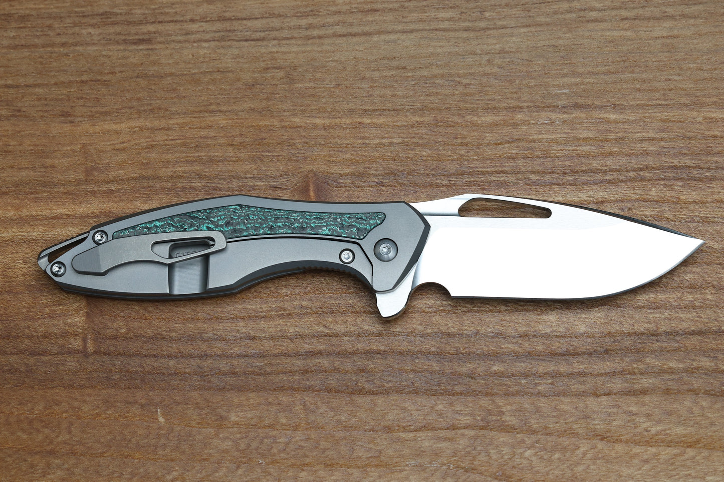 KOENIG KNIVES MINI ARIUS FLIPPER - TEAL MAGNETIC CARBOTI INLAY M390
