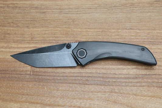 POIKILO BLADE TUNA STANDARD 1 W/ WOODGRAIN CARBON FIBER HANDLES & DARK STONEWASH M398