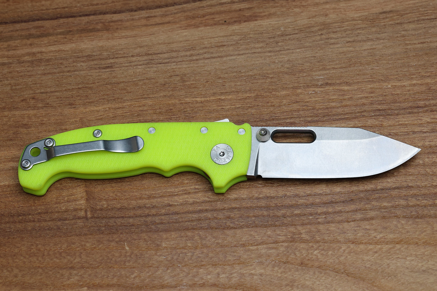 DEMKO KNIVES MG AD20 W/ DAY GLOW G10 HANDLES & MAGNACUT CLIP POINT