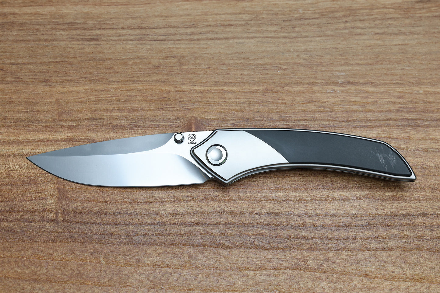 POIKILO BLADE TUNA MINI STANDARD 1 W/ TITANIUM HANDLES & PEARLESCENT STONEWASH M398