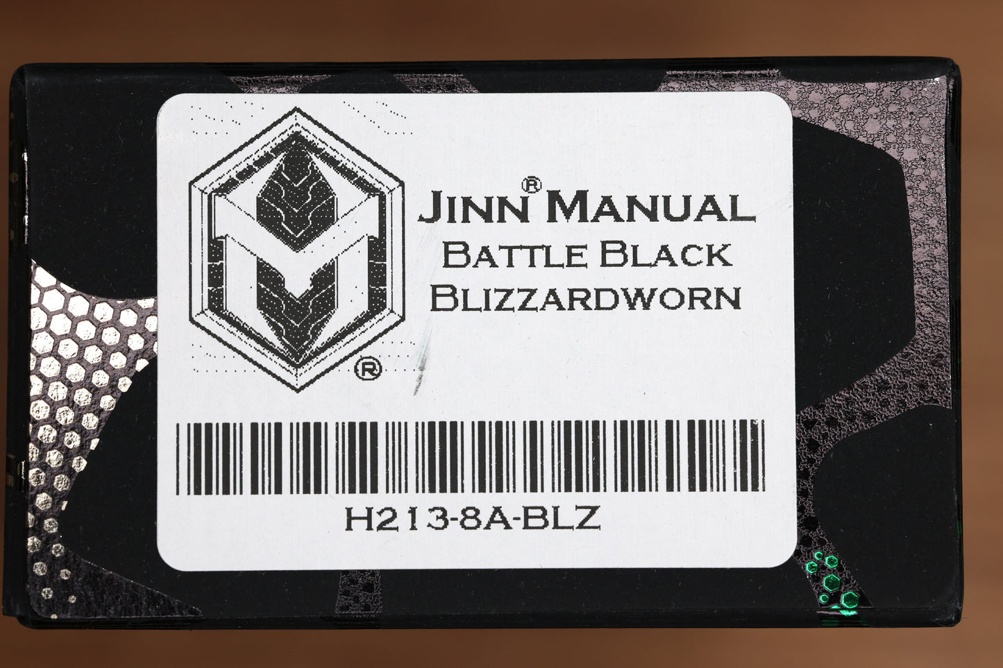 HERETIC KNIVES M/A JINN FLIPPER W/ BLIZZARDWORN ALUMINUM HANDLES & BATTLE BLACK MAGNACUT H213-8A-BLZ