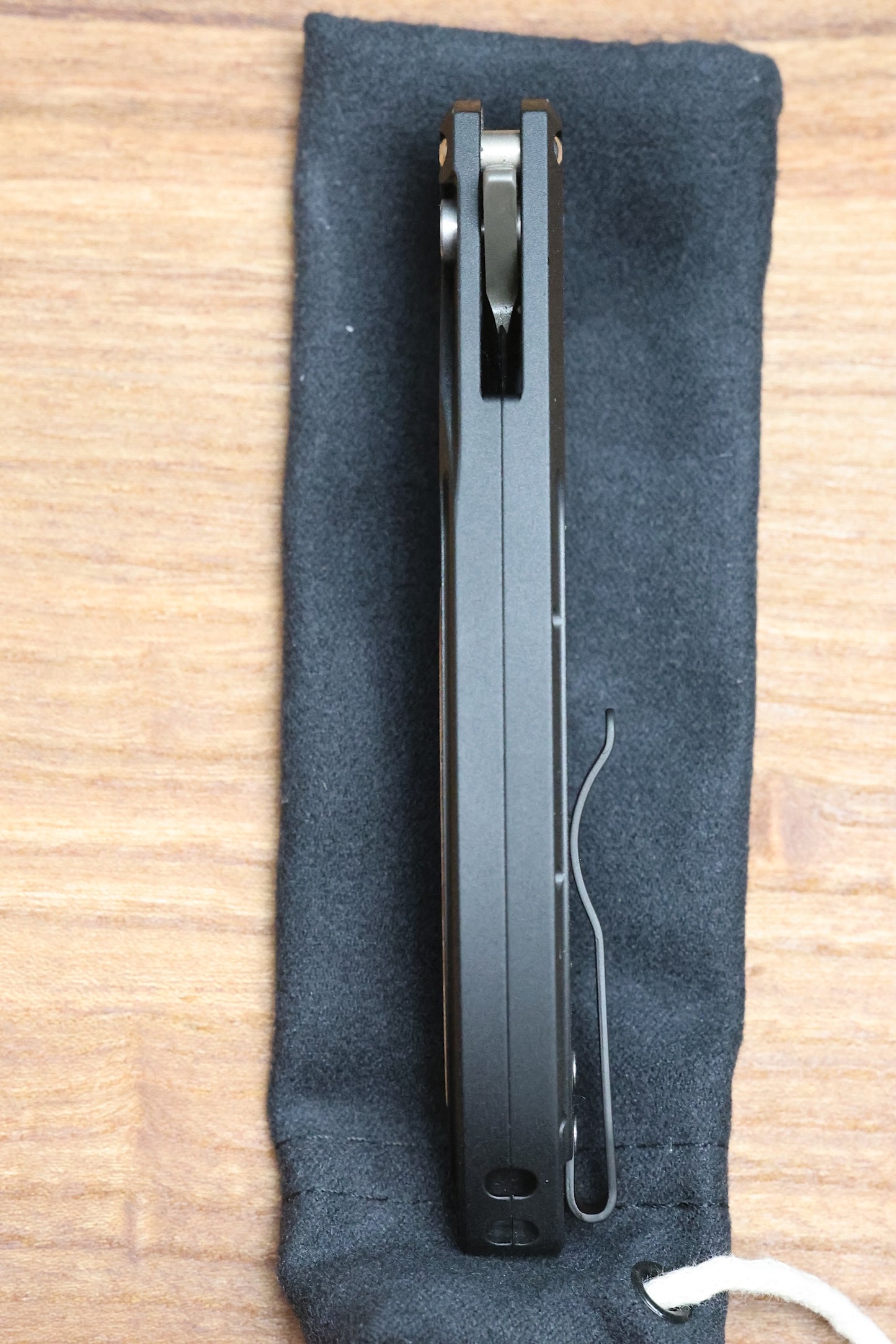 PRO-TECH CAMBRIA CUSTOM MANUAL BLACK ALUMINUM HANDLES W/ MAPLE BURL INLAY & CHAD NICHOLS DAMASCUS CUSTOM 005