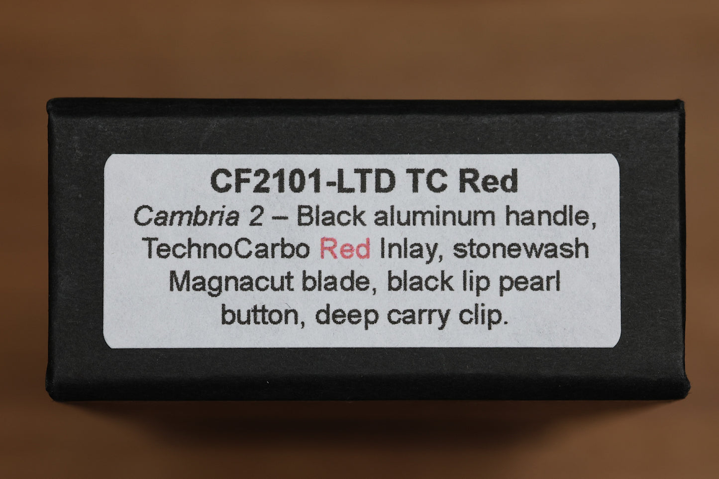 PRO-TECH CAMBRIA 2 - CF2101-LTD TC RED - BLACK ALUMINUM HANDLE - RED TECHOCARBO INLAY - MAGNACUT BLADE
