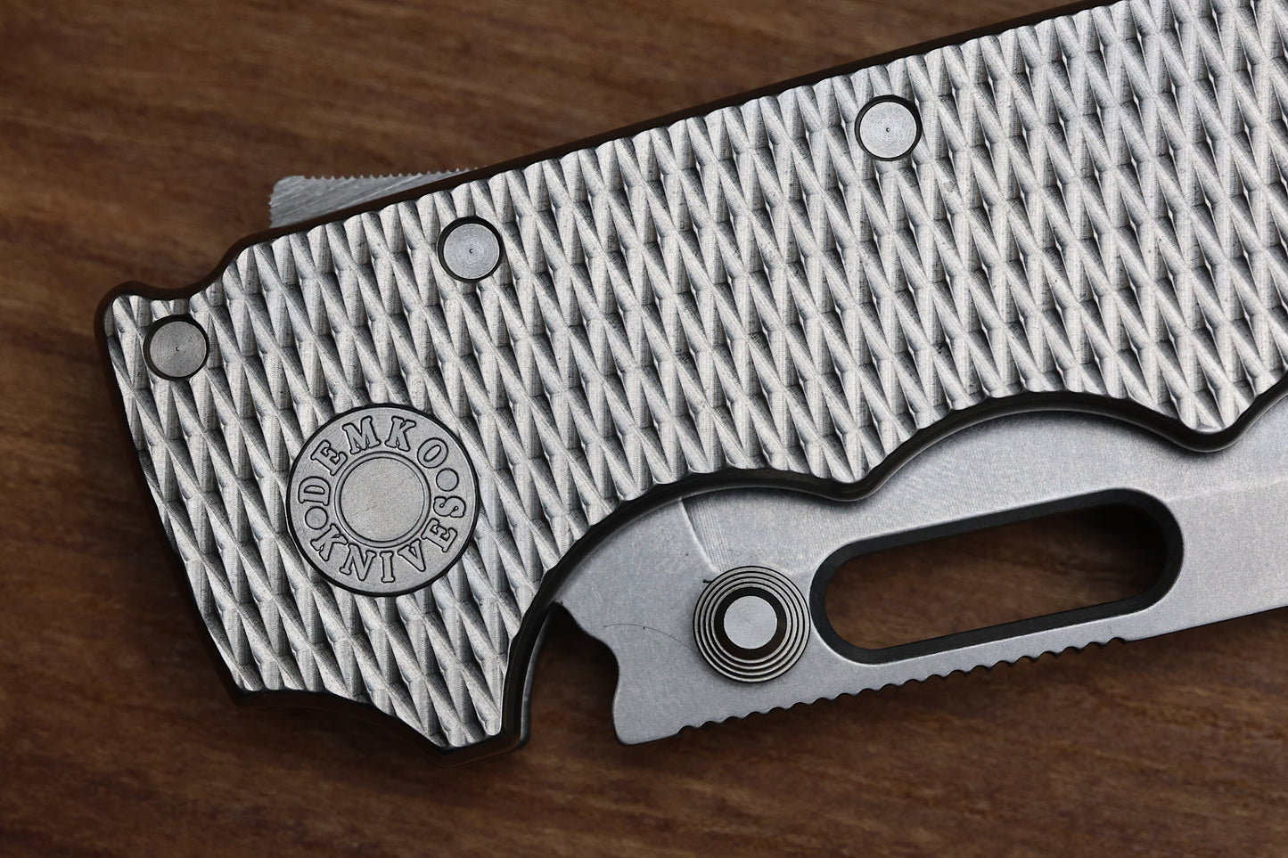 DEMKO KNIVES MG AD20 W/TEXTURED TITANIUM HANDLES & MAGNACUT CLIP POINT