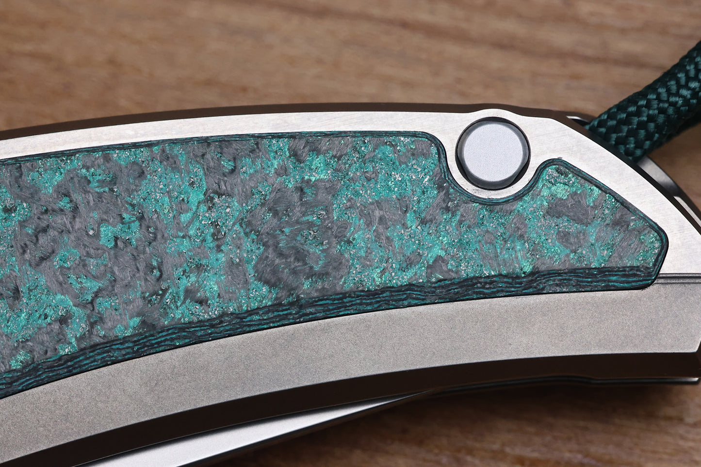SHIROGOROV KNIVES QUANTUM TKM -TITANIUM W/TEAL MAGNETIC CARBOTI INLAY - S90V BLADE - SRRBS