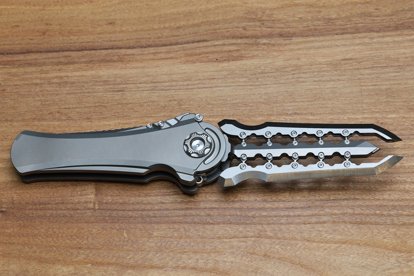 POIKILO BLADE AL-KHEM STANDARD 1 W/ TITANIUM HANDLES & PEARLESCENT STONEWASH M390
