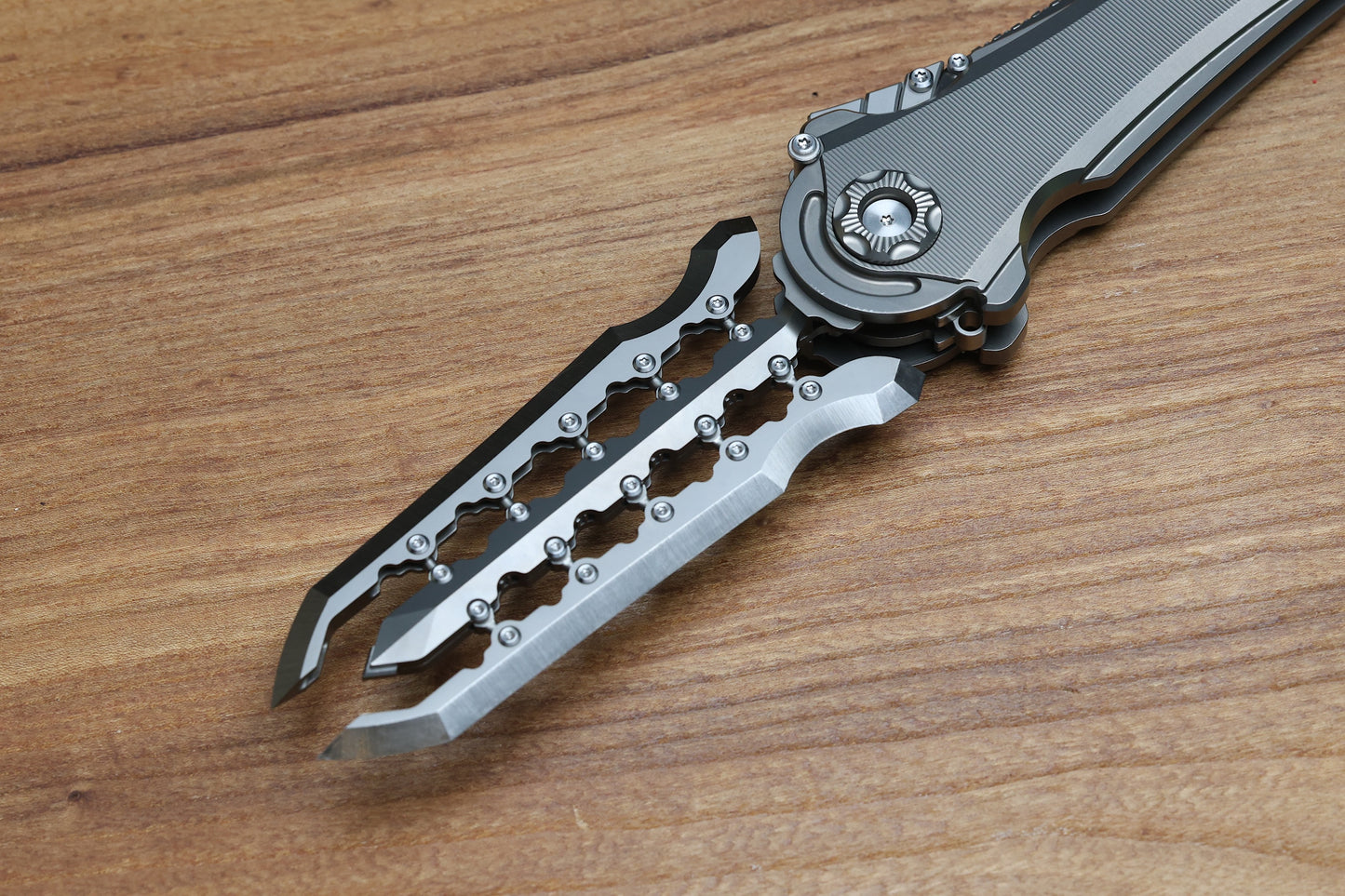 POIKILO BLADE AL-KHEM STANDARD 1 W/ TITANIUM HANDLES & PEARLESCENT STONEWASH M390