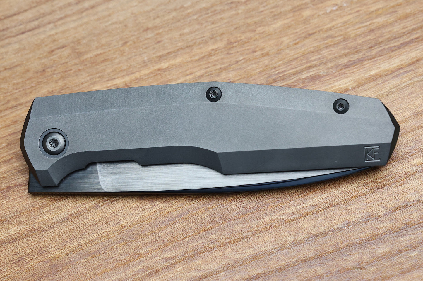 CUSTOM KNIFE FACTORY FIF18 TUMBLED DLC TITANIUM HANDLES & DLC M398