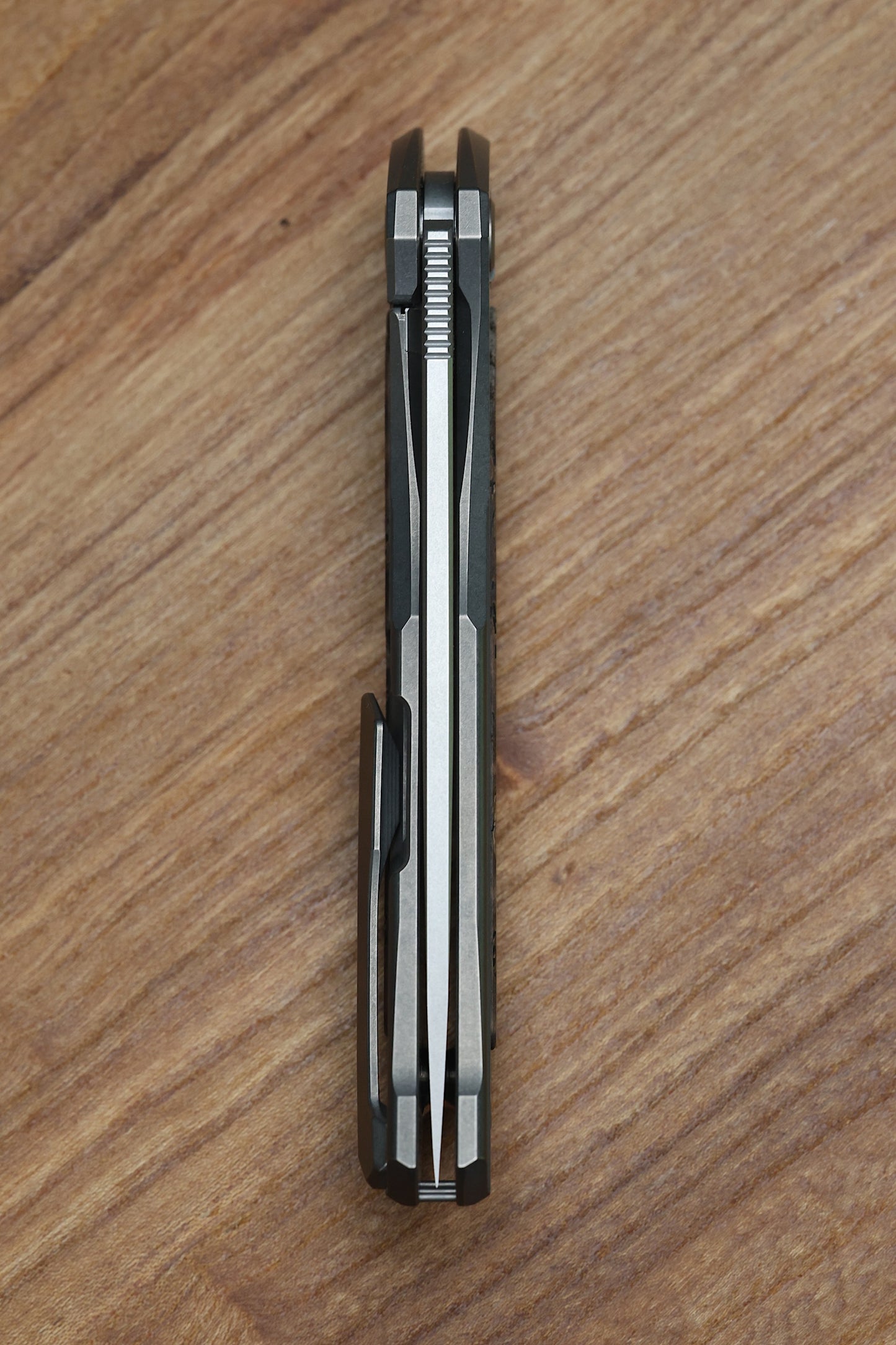 SHIROGOROV QUANTUM - CROMAX PM BLADE - TITANIUM HANDLE - BROWN ASH WOOD INLAY - MRBS