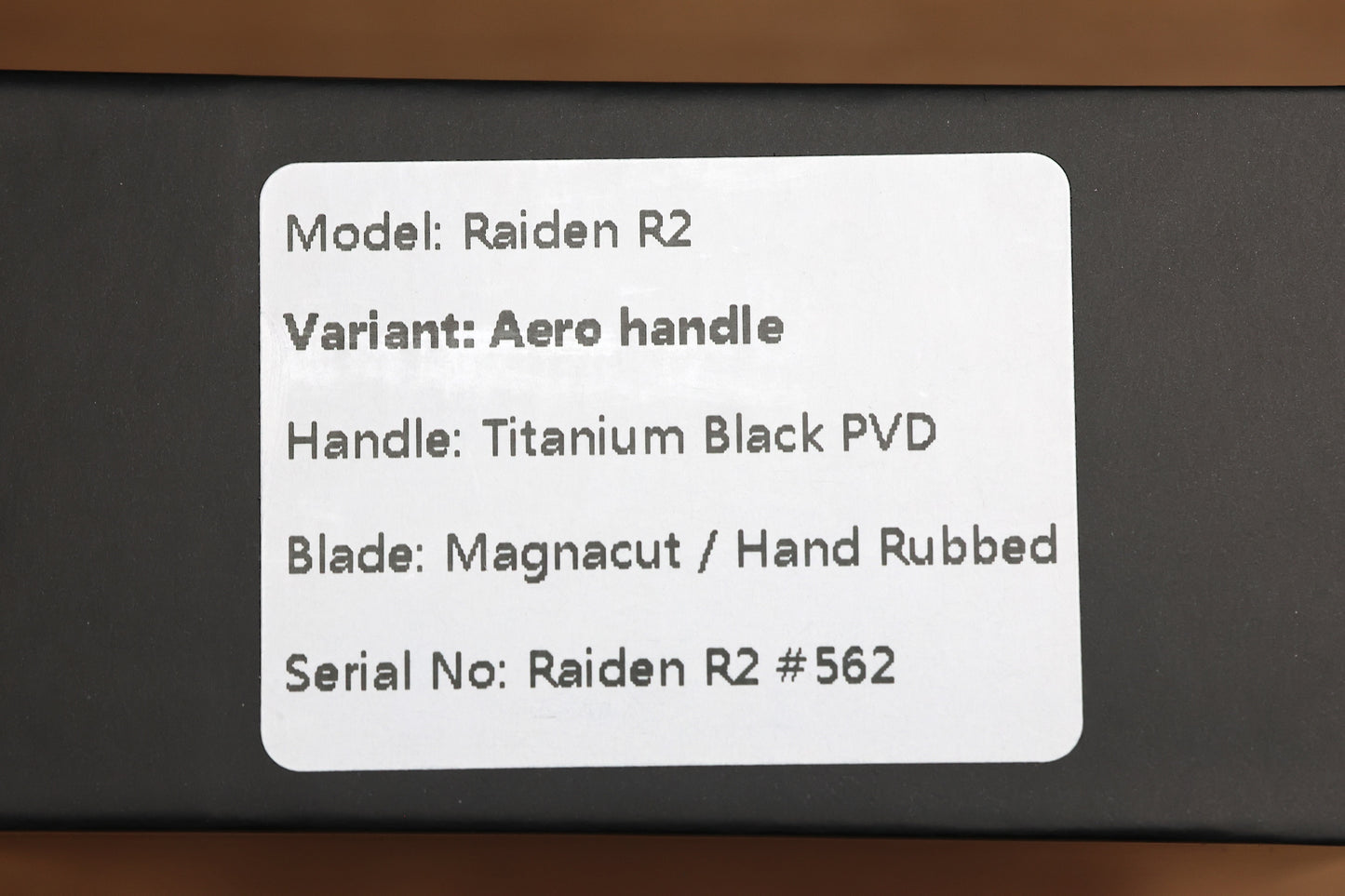 NULL KNIVES RAIDEN R2 - AERO TITANIUM BLACK PVD HANDLE - HAND RUBBED SATIN MAGNACUT BLADE