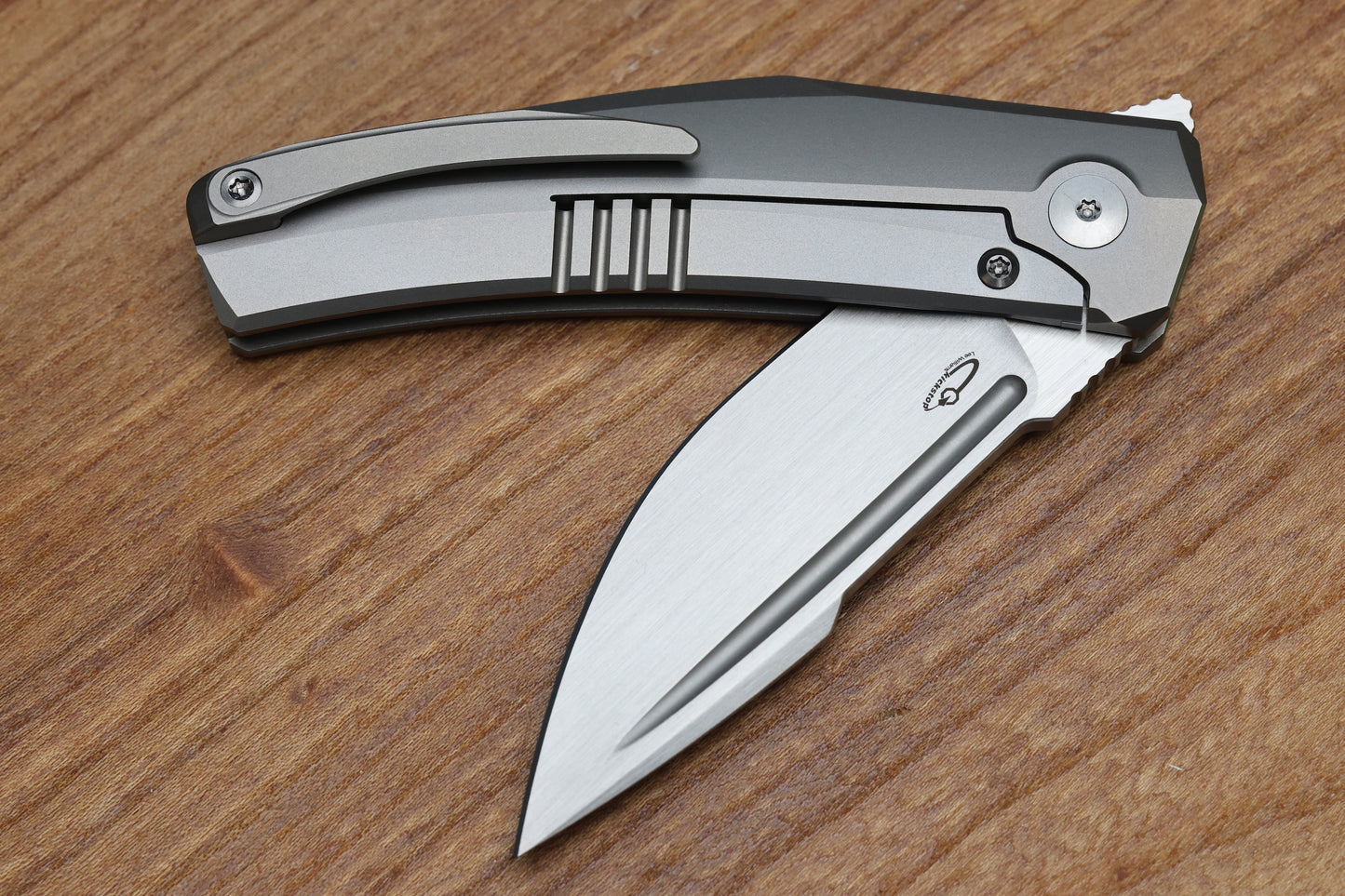 TASHI BHARUCHA SMALL KRYPTON W/ LEE WILLIAMS KICKSTOP TITANIUM HANDLE W/ TIMASCUS INLAYS & ELMAX