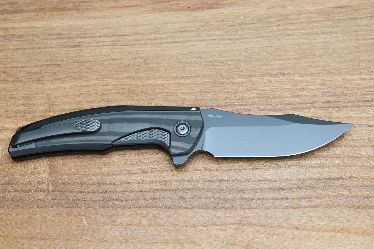 REATE KNIVES JACK JR. BLACK ALUMINUM INTEGRAL HANDLE W/ CARBON FIBER INLAY & DLC S30V